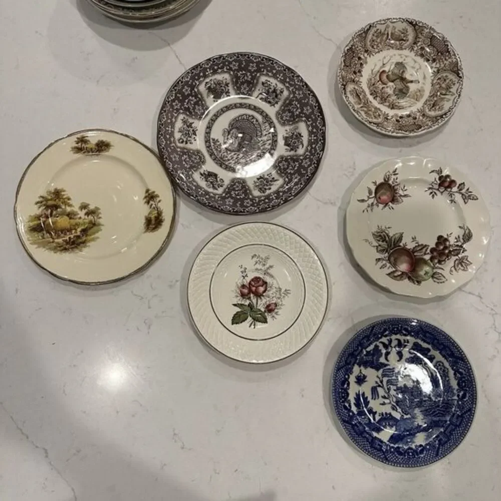 Vintage Mismatched English China Dessert Plates Set of 6 Spode Meakin
